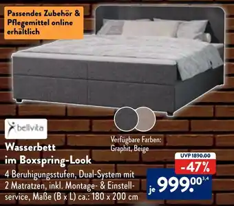 Aldi Nord bellvita Wasserbett im Boxspring-Look Angebot