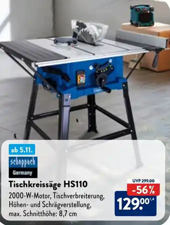 Aldi Nord scheppach Tischkreissäge HS110 Angebot
