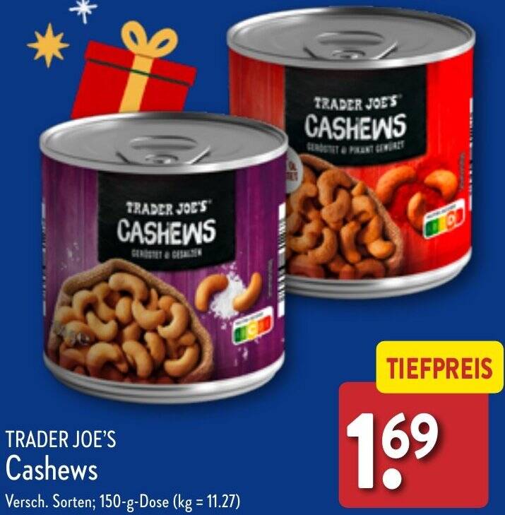 TRADER JOE'S Cashews 150 g Dose Angebot bei Aldi Nord