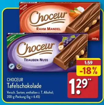 Aldi Nord CHOCEUR Tafelschokolade 200 g Packung Angebot