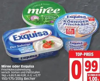 Edeka Miree oder Exquisa Frischkäsezubereitung 150/175/200g Becher Angebot