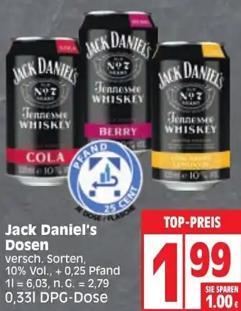 Edeka Jack Daniel's Dosen 0,33 L Angebot