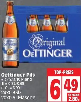 Edeka Oettinger Pils 24x0,33/20x0,5 L Flasche Angebot