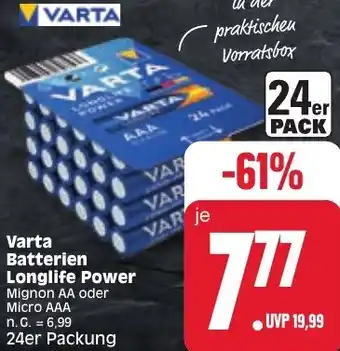 Edeka Varta Batterien Longlife Power 24er Packung Angebot