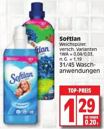 Edeka Softlan Weichspüler 31/45 Waschanwendungen Angebot