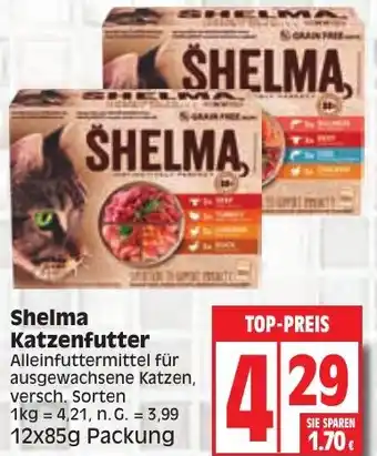 Edeka Shelma Katzenfutter 12x85g Packung Angebot