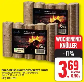 Edeka Euro-Briks Hartholzbrikett rund 6kg Beutel Angebot