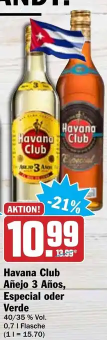 Hit Havana club anejo 3 anos, especial oder verde Angebot