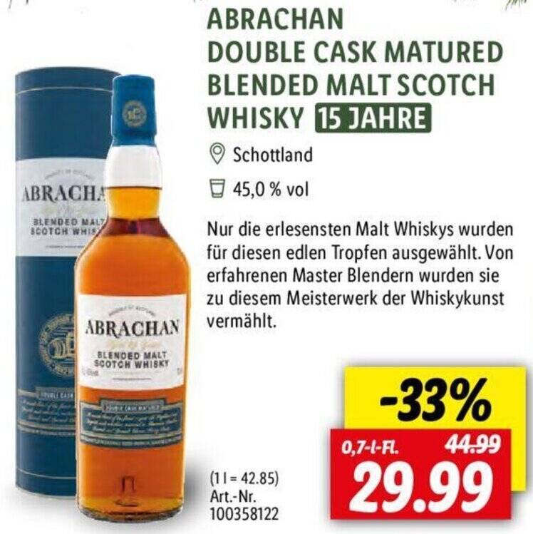 ABRACHAN DOUBLE CASK MATURED BLENDED MALT SCOTCH WHISKY 0,7 LFl. Angebot bei Lidl