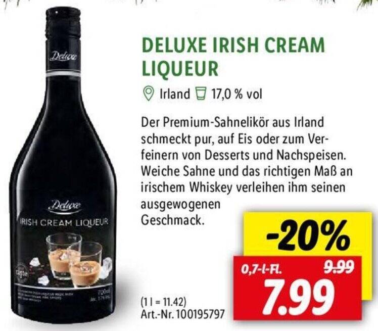 DELUXE IRISH CREAM LIQUEUR 0,7 LFl. Angebot bei Lidl