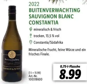 Lidl 2022 BUITENVERWACHTING SAUVIGNON BLANC CONSTANTIA 0,75-l-Flasche Angebot