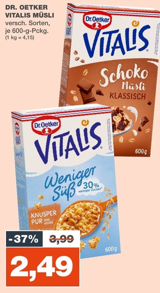 DR. OETKER VITALIS MÜSLI 600 g Pckg. Angebot bei mein real