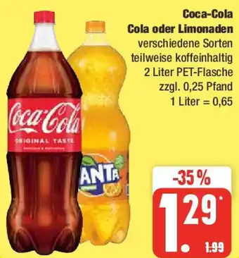 Marktkauf Coca-Cola Cola oder Limonaden 2 Liter PET-Flasche Angebot