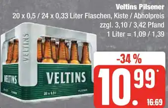 Edeka Veltins Pilsener 20 x 0,5/24 x 0,33 Liter Flaschen Angebot