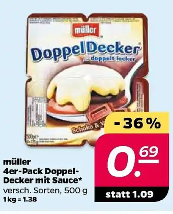 NETTO Müller 4er Pack Doppel Decker mit Sauce 500g Angebot