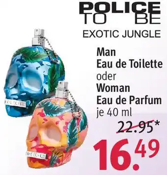 Rossmann Police to be Exotic Jungle Man Eau de Toilette oder Woman Eau de Parfum 40 ml Angebot