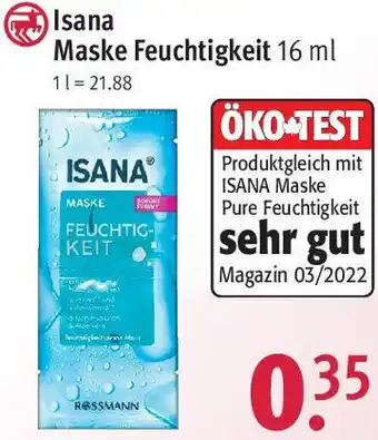 Rossmann Isana Maske Feuchtigkeit 16 ml Angebot