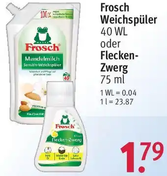 Rossmann Frosch Weichspüler 40 WL oder Flecken-Zwerg 75 ml Angebot