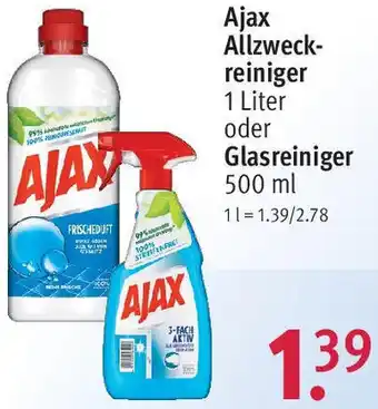 Rossmann Ajax Allzweckreiniger 1 Liter oder Glasreiniger 500 ml Angebot