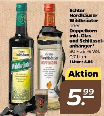 NETTO Echter Nordhäuse Wildkräuter oder Doppelkorn inkl. Glas und Schlüsselanhänger 0,7L Angebot