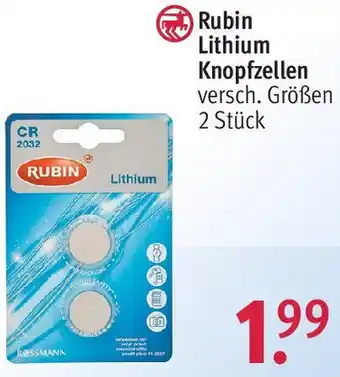 Rossmann Rubin Lithium Knopfzellen 2 Stück Angebot