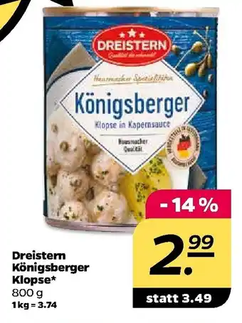 NETTO Dreistern Königsberger Klopse 800g Angebot