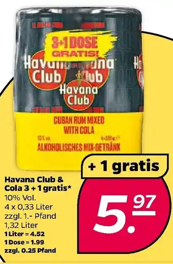 NETTO Havana Club & Cola 3+1 gratis 4x0,33L Angebot