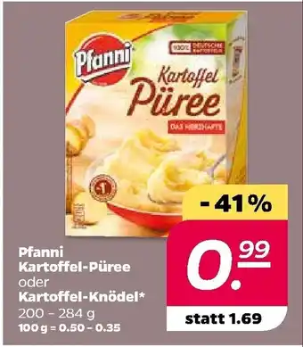 NETTO Pfanni Kartoffel Püree oder Kartoffel Knödel 200-284g Angebot