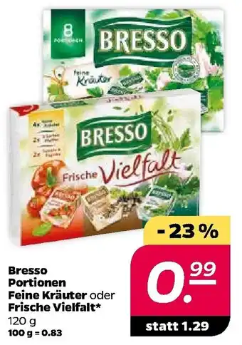 NETTO Bresso Portionen Feine Kräuter oder Frische Vielfalt 120g Angebot