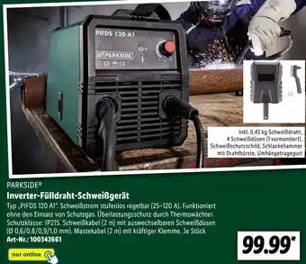 Lidl PARKSIDE Inverter-Fülldraht Schweißgerät ,,PIFDS 120 A1" Angebot