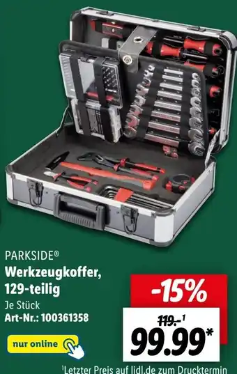 Lidl PARKSIDE Werkzeugkoffer, 129-teilig Angebot