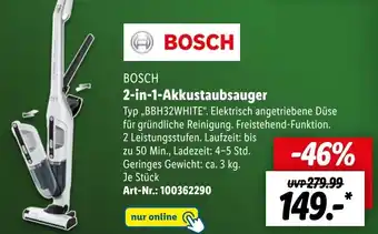 Lidl BOSCH 2-in-1-Akkustaubsauger ,,BBH32WHITE" Angebot