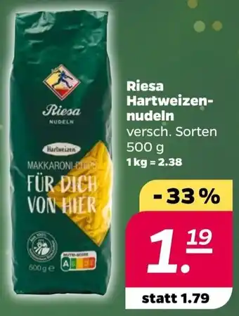 NETTO Riesa Hartweizennudeln 500 g Angebot