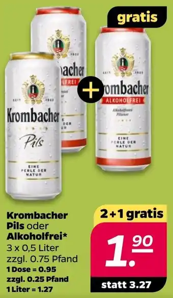 NETTO Krombacher Pils oder Alkoholfrei 3 x 0,5 Liter Angebot