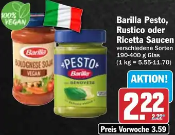 Hit Barilla Pesto, Rustico oder Ricetta Saucen 190-400 g Glas Angebot