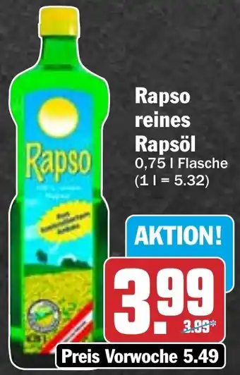 Hit Rapso reines Rapsöl 0,75 L Flasche Angebot