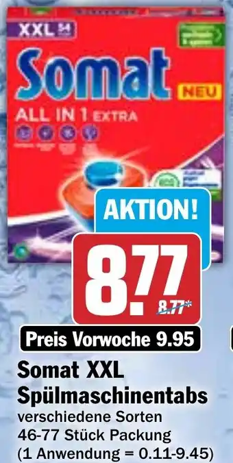 Hit Somat XXL Spülmaschinentabs 46-77 Stück Packung Angebot