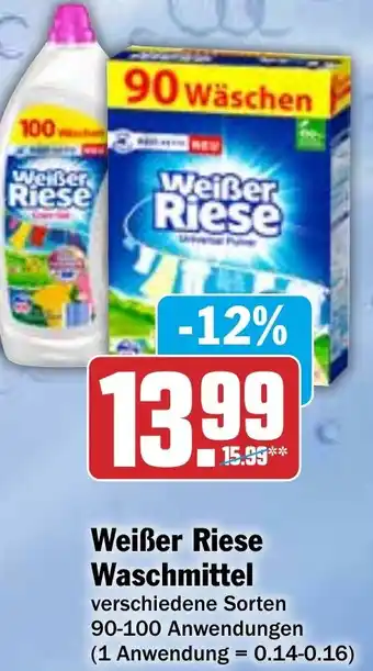 Hit Weißer Riese Waschmittel 90-100 Anwendungen Angebot