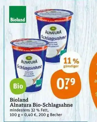 tegut Bioland Alnatura Bio-schlagsahne Angebot