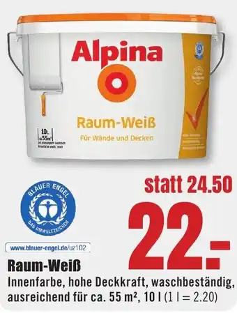 B1 Discount Baumarkt Alpina Raum-Weiß 10 L Angebot