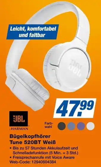 Expert JBL Bügelkopfhörer Tune 520BT Weiß Angebot