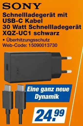 Expert SONY Schnellladegerät mit USB-C Kabel 30 Watt Schnellladegerät XQZ-UC1 schwarz Angebot