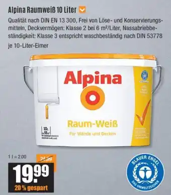 V Baumarkt Alpina Raumweiß 10 Liter Angebot