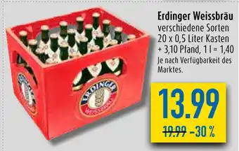 diska Erdinger Weissbräu 20*500ml Angebot