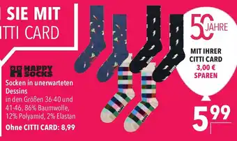 CITTI Markt HAPPY SOCKS Socken in unerwarteten Dessins Angebot