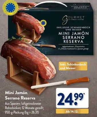 Aldi Nord Gourmet Finest Cuisine Mini Jamón Serrano Reserva 950 g Packung Angebot