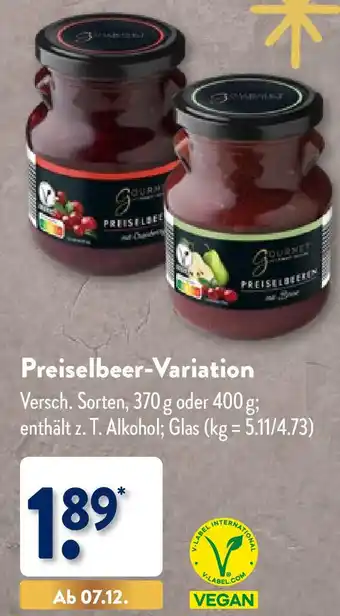 Aldi Nord Gourmet Finest Cuisine Preiselbeer-Variation 370 g oder 400 g Angebot