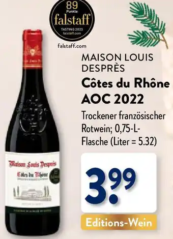 Aldi Nord MAISON LOUIS DESPRÈS Côtes du Rhône AOC 2022 Angebot