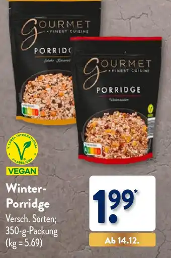 Aldi Nord Gourmet Finest Cuisine  Winter Porridge 350 g Packung Angebot