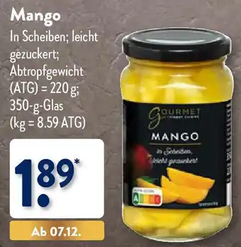 Aldi Nord Gourmet Finest Cuisine Mango 350 g Glas Angebot